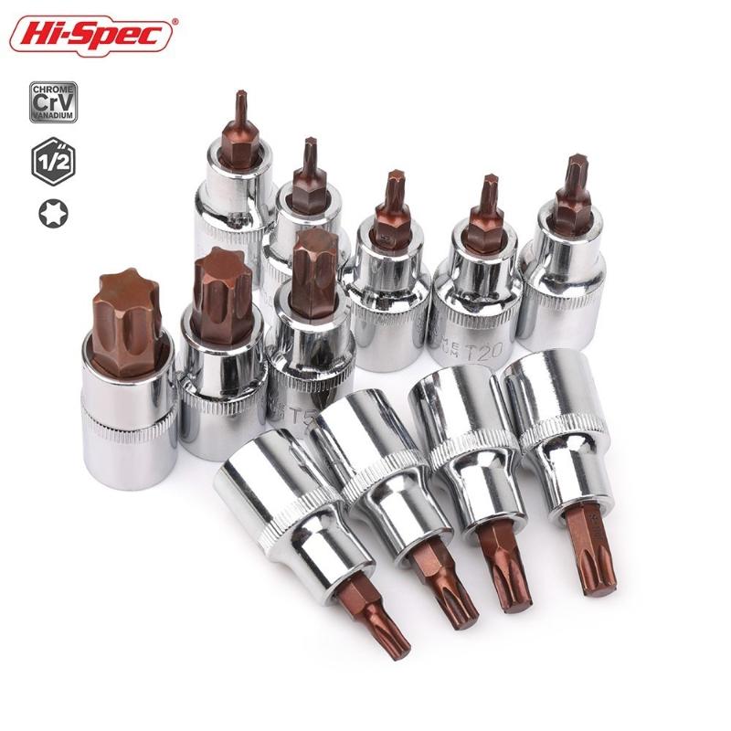 

Hi-Spec Torx Bit Socket Set 1/2 Star S2 Bits Set T10-T70 Socket Adapter Universal Head for Torque Spanner Ratchet Wrench