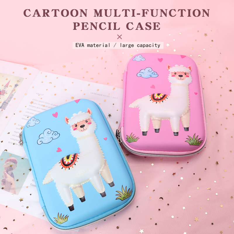 

Alpaca pencilcase modern hardtop box large capacity rectangle zip up pencil case for boys girls kids