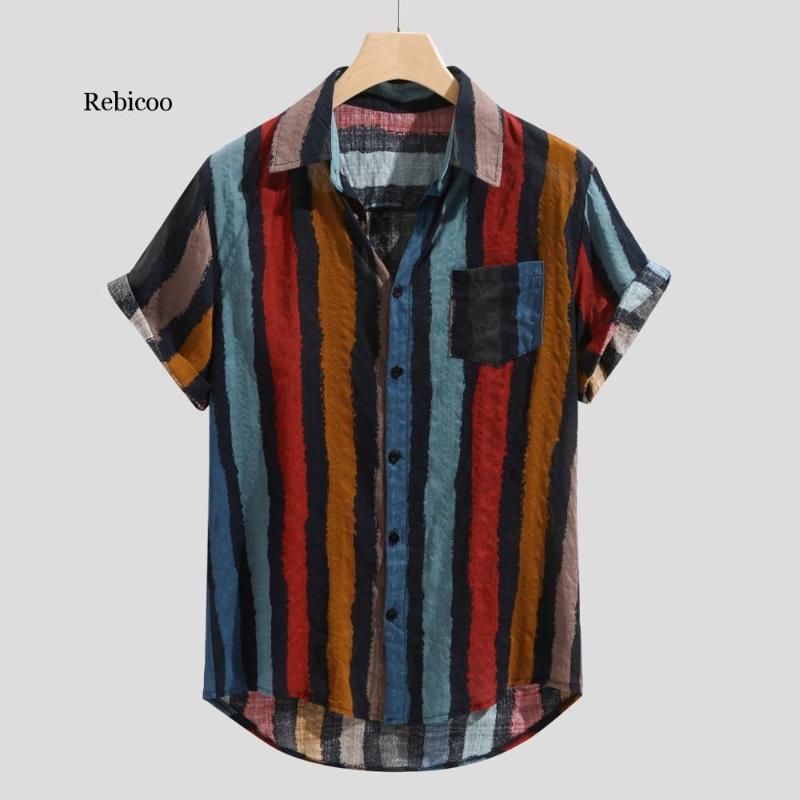 

Casual Stripe Collar Shirt Men Cotton Designer Brand Slim Fit Man Shirts Short Sleeve Red Shirts Man summer Men's Clothing, Green