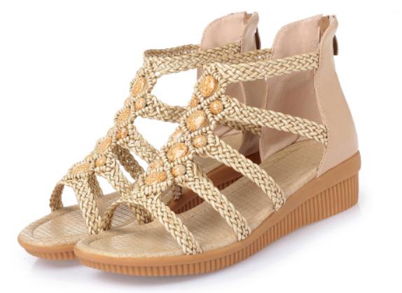 

2019 Women's Sandals in Summer with New style Slope heel Thick bottom @2240, Brown