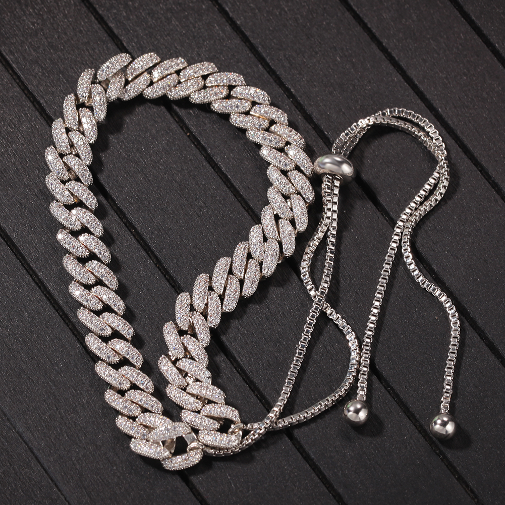 

9mm Micro Pave Iced Out CZ Cuban Adjustable size Necklaces Chains Luxury Full Diamond Bling Hiphop Jewelry For Mens Gift