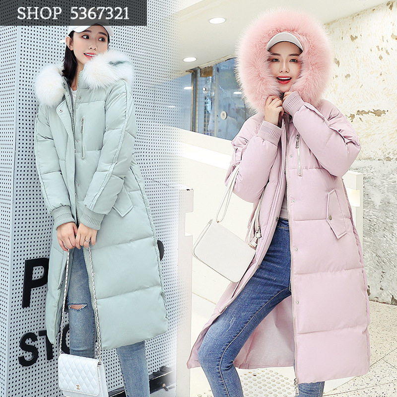 

2019 Joker Self-cultivation Cotton-padded Clothes Woman Heavy Seta Lead Long Fund Down Cotton Loose Coat Cotton-padded Jacket, Black