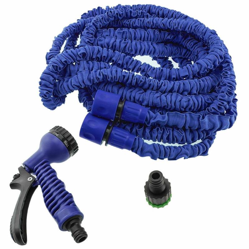 

25/50/75/100/125/150FT Flexible Garden Hose Space Saving Double Layers Retractable Water Pipe Adjustable Trampoline Sprinkler, 25ft