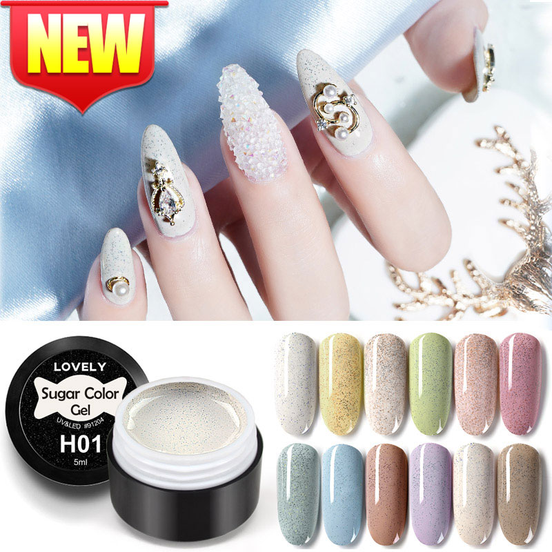 

2020 Newest Semi Permanent Enamels sweet Japan Sugar Glitter UV Gel Nail Polish Sequins Nail Gel Varnish Lacquer Gels, H05 sugar gel
