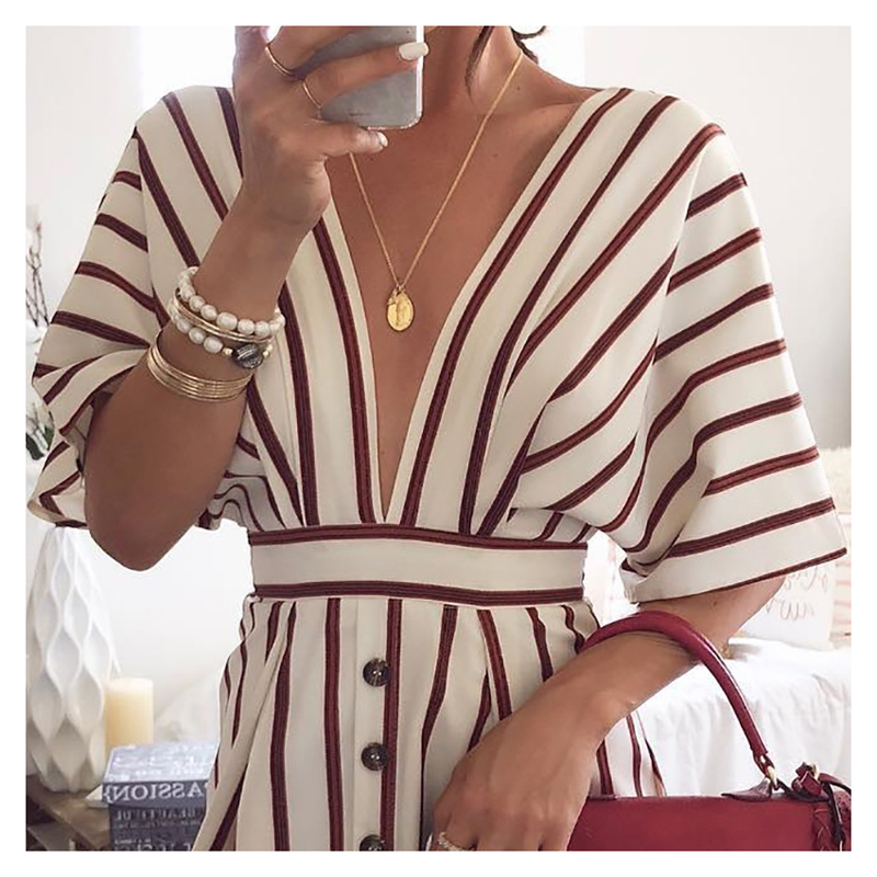 

Women Dresses Striped Summer Dress Ruffle Collar 2020 Bandage Sundress Casual Sexy Bodycon Summer Dress, As pic