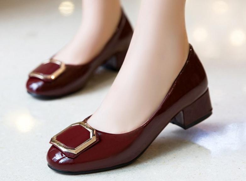 

2019 Women's shoes in Spring and Autumn with New style Middle heel Coarse heel round head @2271, Black
