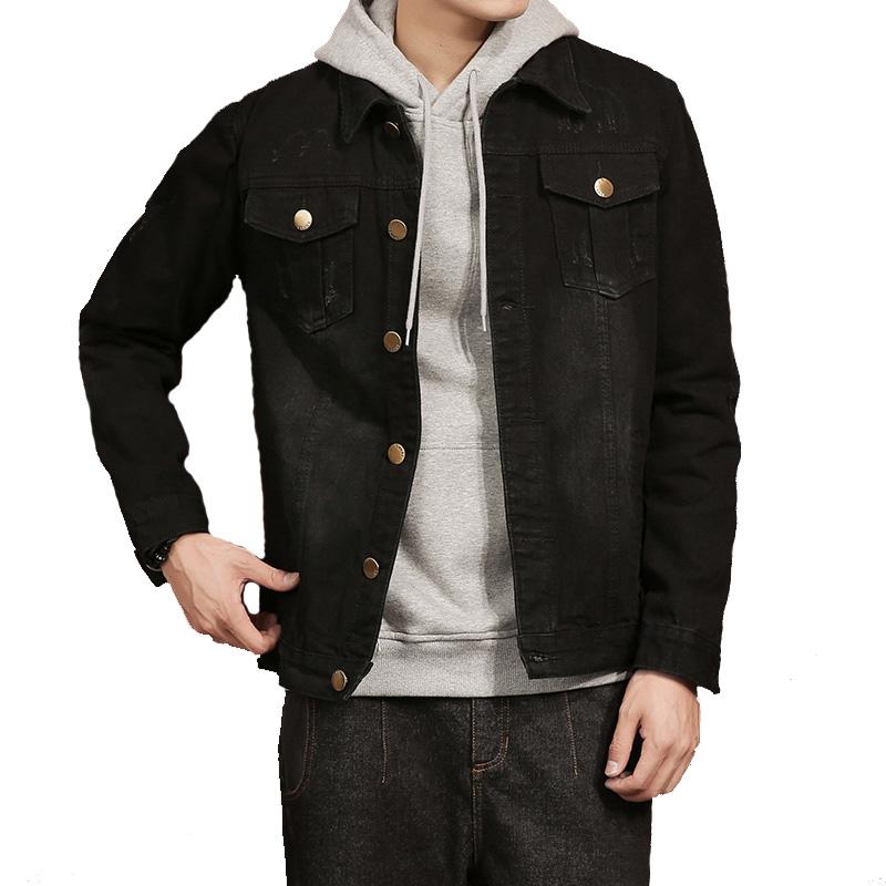 

Fashion-Autumn denim jacket man Korean style Vintage Jeans coats black big size male denim outwear Men's Jackets42