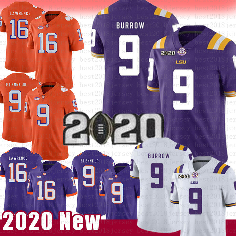 

new Joe Burrow LSU Tigers Jersey Clemson 16 Trevor Lawrence 9 Travis Etienne Jr. NCAA American football Jerseys Julio Jones tom Brady ZEDD, Patch + ncaa (laohu)