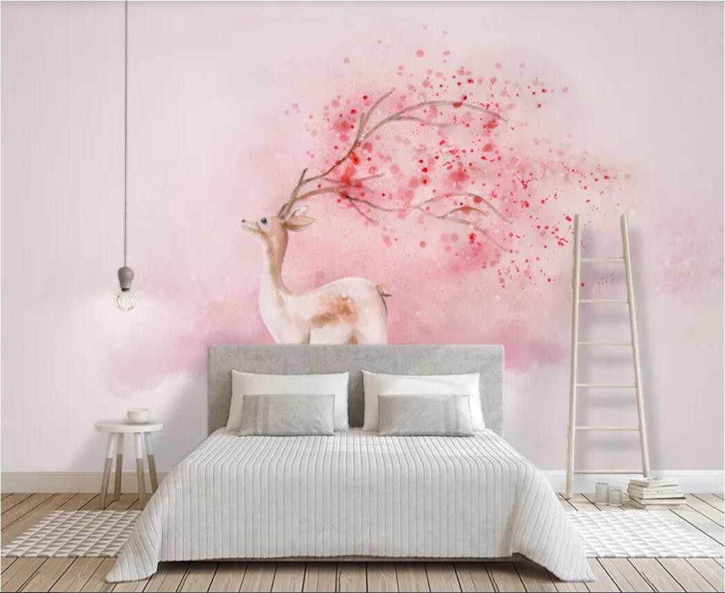 

3d room wallpaper custom photo non-woven mural Elk background wall Nordic abstract beautiful watercolor art canvas wallpaper for walls 3 d, Non-woven fabric