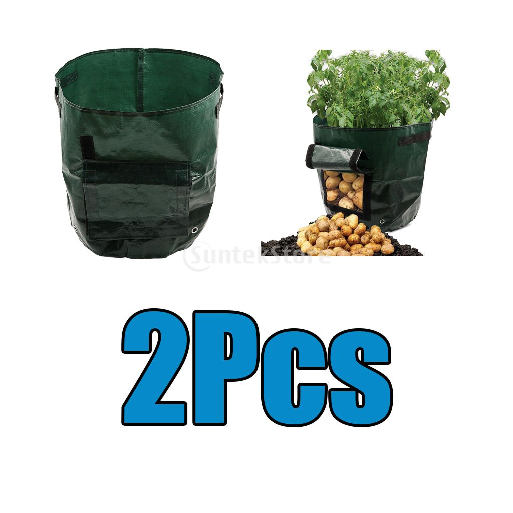 

2x garden plant vegetables potato grow bags with access flap sturdy reusable