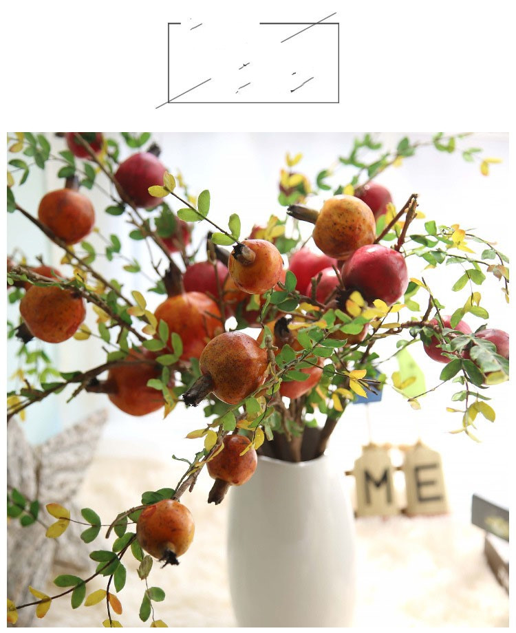 

67CM height artificial fruit tree branches artificial pomegranate fruit branch simulation flower home decoration wedding fake flower 2 color, As the picture