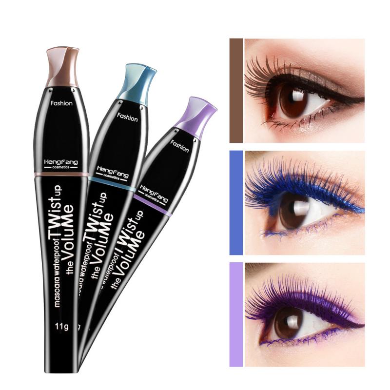 

New Colorful Mascara Waterproof Fast Dry Eyelashes Cruling Lengthening Makeup Eye Lashes Blue Purple Black Coffee Mascara, Mix colors