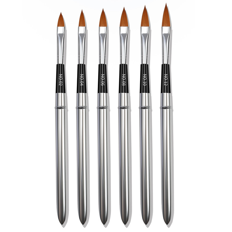 

6Pcs/set Acrylic Brushes Nylon Hair Nail Brush Detachable Handle Kolinsky Acrylic Brush Pen Nail Gel Builder Carving Dotting Drawing Tools, Yellow