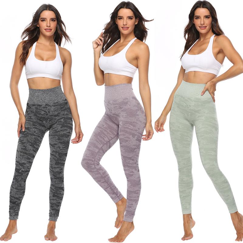 

Seamless Jogging Yoga Pants Women High Waist Stitching Knitted Camouflag Sport Pant Female Running Training Fitness Gym Leggings, Ns032 green