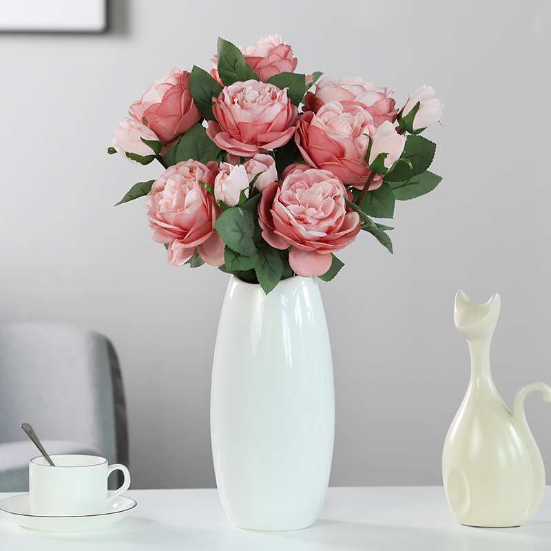 

Luyue Artificial Rose Flower Living Room Decoration Peony Home Fake Flower Jewelry Dining Table Dried Bouquet, Pink