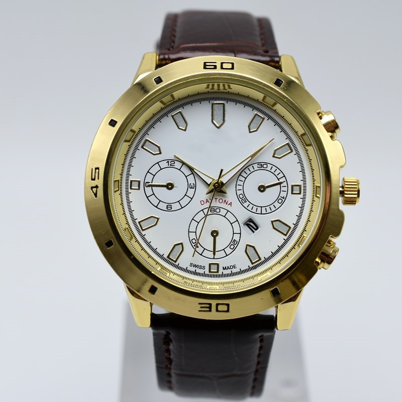 

Free shipping quartz battery leather belt 40mm auto date mens watches on sale analog men gold designer watch wholesale men wristwatch gifts, Black
