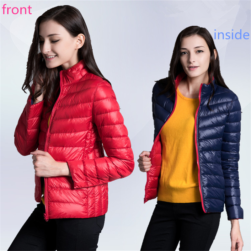 

2018 Front and Inside Can Wear Women Down Jackets Female Slim Fashion Coat Winter Warm and Comfortable Good Choice Ladies' Coats, Black