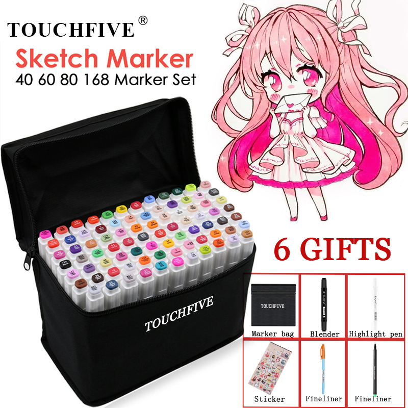 

TouchFIVE Marker 30/40/60/80/168 Colors Art Marker Set Oily Alcohol Based Sketch Markers Pen for Artist Drawing Manga Animation