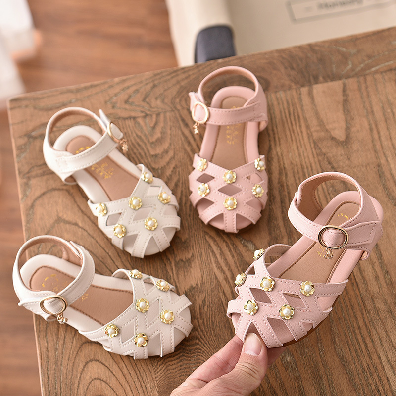 Summer Baby Princess Shoes Girl/'s Pearl Flowers Shoes Kid Soft Sandals
