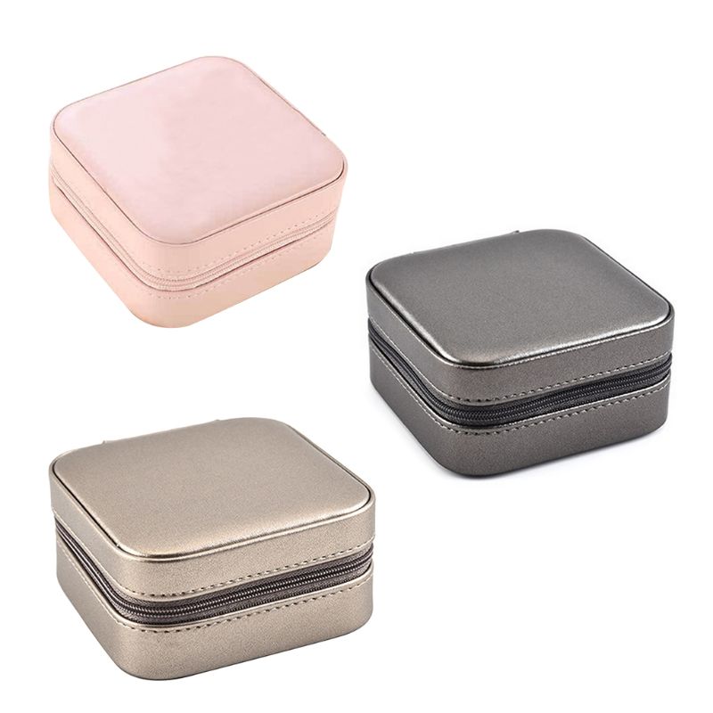 

Jewelry Pouches, Bags Imitation PU Box Creative Portable Storage Case Necklace Earring Ring Multifunctional Jewellery Container With Mirror