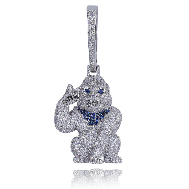 

Orangutan Tarzan Iced Out Necklaces & Pendant Chain For Gold Silver Color Cubic Zircon Hip Hop Jewelry