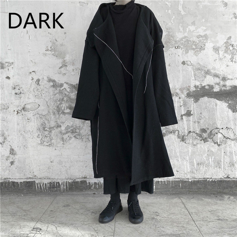 

2020 Dongshanben Dark Wind Japanese Irregular Woolen Coat Loose Coat Women, Black