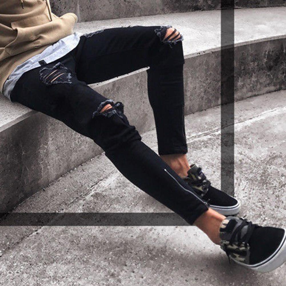 

9008# ashion Men Ripped Skinny Jeans Stretch