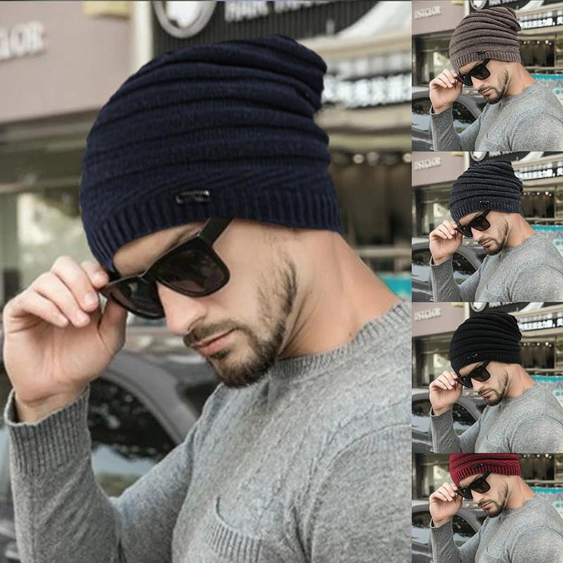 

Knitted Winter Hats New Unisex Hat Casual Beanies For Men Women Hip-hop Oversized Male Crochet Ski Beanie Cap, 3bk