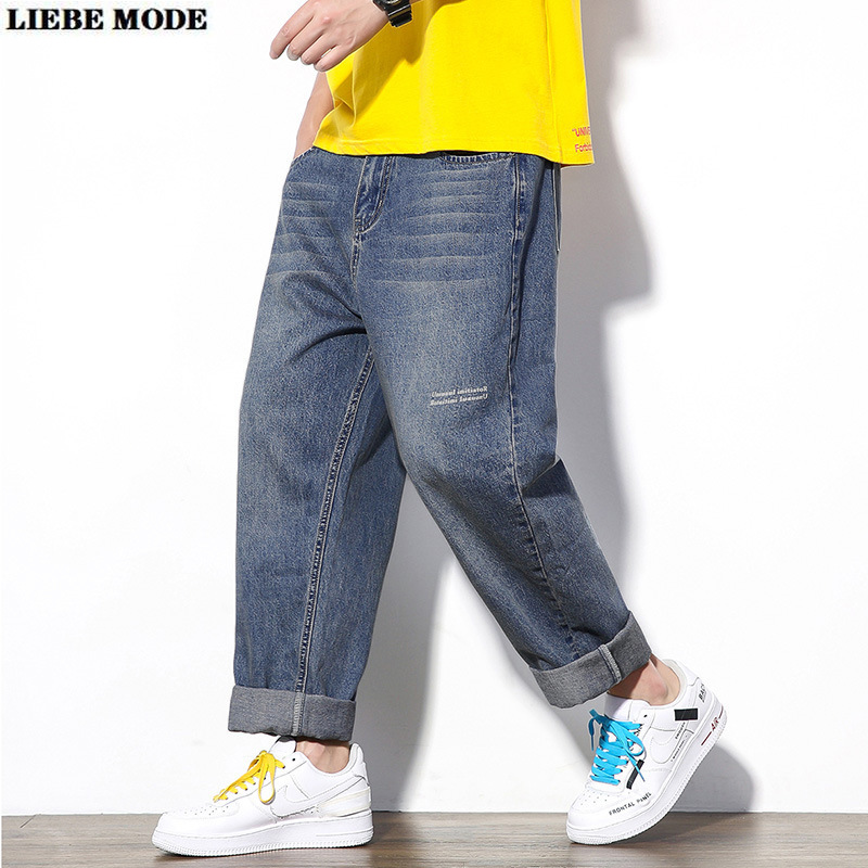 

Mens Loose Fit Designer Jeans Straight Denim Jeans for Men Vintage Mid Waist Oversized Harem Pants Plus Size Trousers 4XL 5XL, Style 1