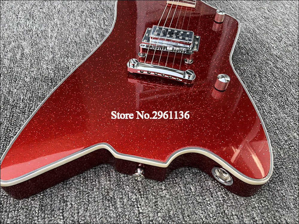 

G6199 Billy Bo Jupiter Big Sparkle Metallic Red Thunderbird Electric Guitar Metallic Red Fingerboard, Korean Pickup, Round Input Jacks