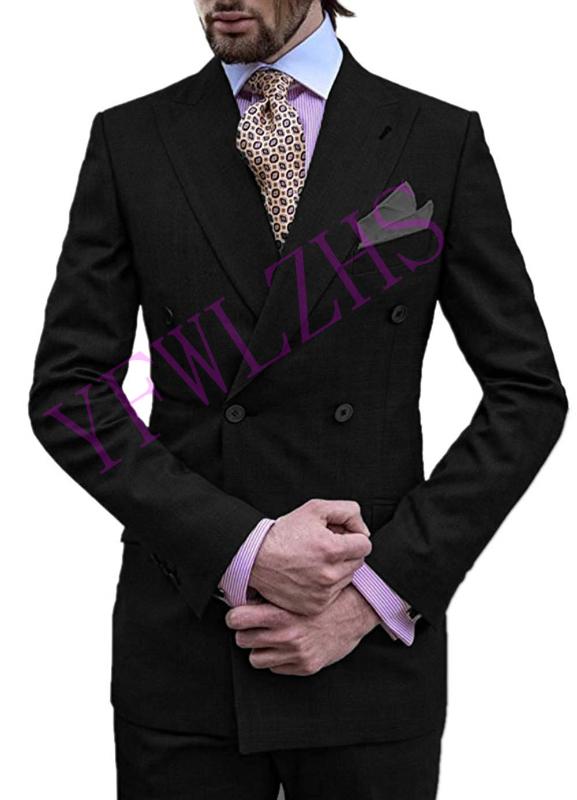 

Handsome Groomsmen Double-Breasted Groom Tuxedos Mens Wedding Dress Man Jacket Blazer Prom Dinner (Jacket+Pants+Tie) K32, Same as image