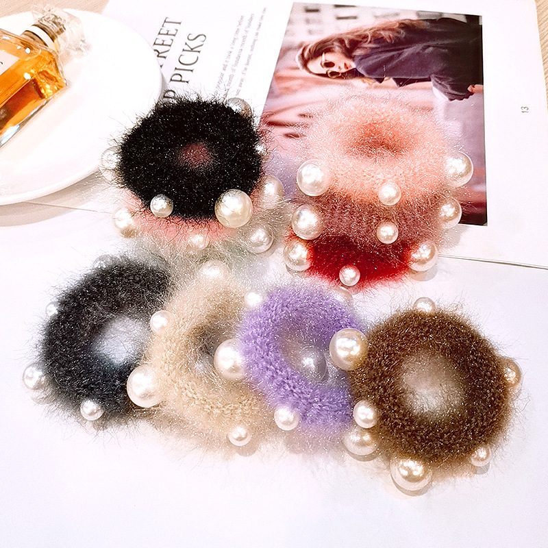 

200pcs/lot Simple Multi Pearl Beads Zero-interval Hair Bands Elasticity Rubber Bands Hair Styling Tools Accessory HA1789