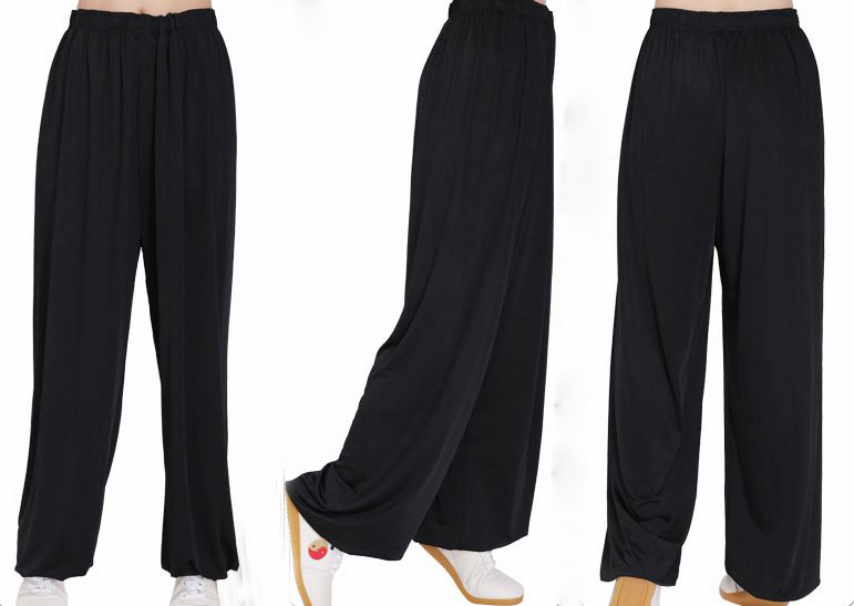 

7color unisex practise tai chi pants taiji training bloomers martial arts yoga trousers Summer&spring, Black