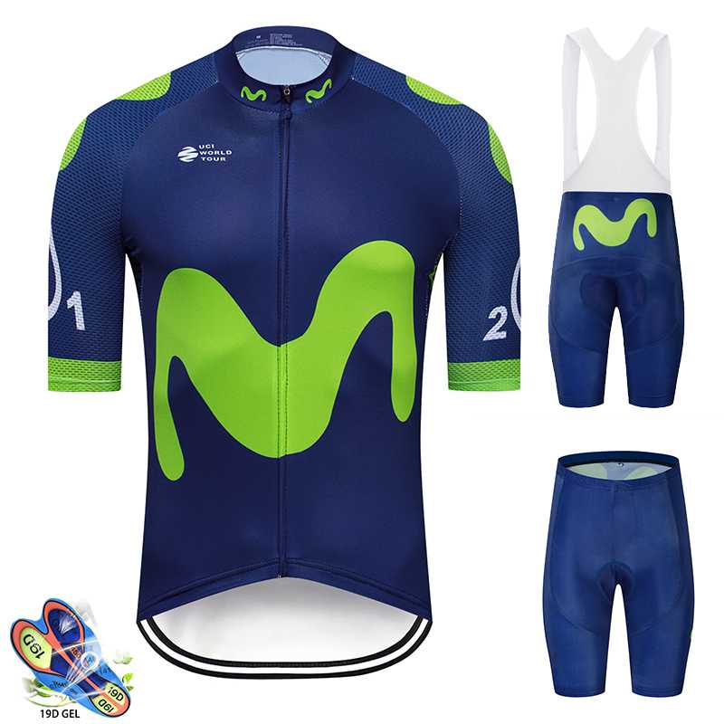 

2020 Movistaring Team Short-sleeved Cycling Jersey Suit Bib Roa Ciclismo Bicycle Suit MTB Bicycle Jersey Uniform Men' Clothing, A 10