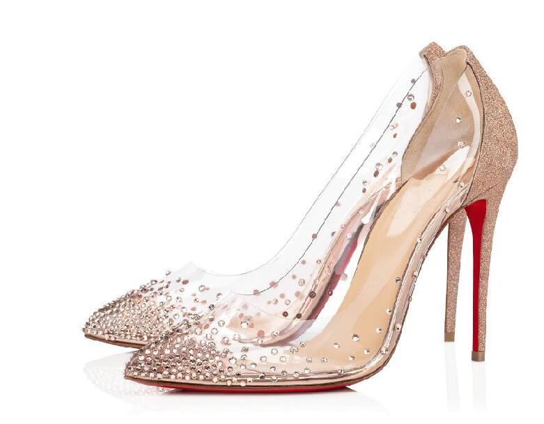 

Fashion Ladies High Heels Galativi Strass Red Bottom Pump Black Nude Women Wedding Dress Shoes Wedding Party Dress Discount