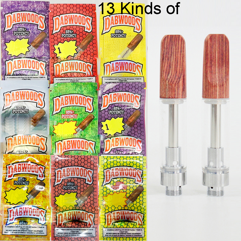 

DABWOODS Carts Wood Tip Empty Vape Pens Cartridges 0.8ml 1ml Ceramic Coil Thick Oil Vaporizer E Cigarettes Atomizers Multiple Packaging Bag
