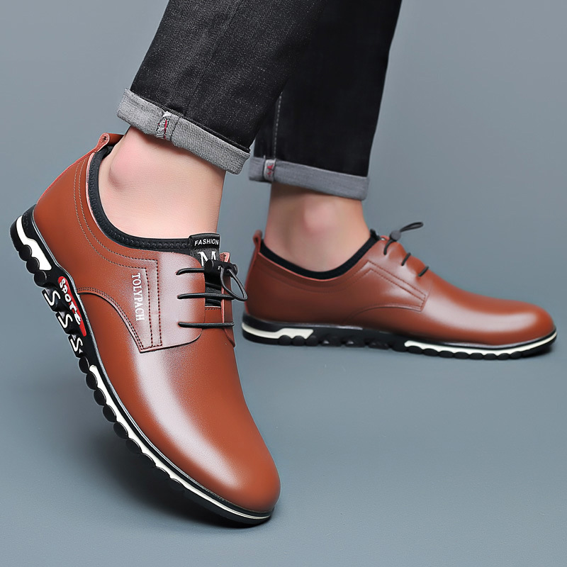 

2019 New Men's Genuine Leather Shoes Mens Slip-on Comfortable Business Working Trending Loafers Man Casual Travel Office Shoes, Black