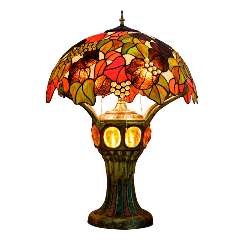 American pastoral style grape lamps Tiffany stained glass living room bedroom bar front desk lobby decoration table lamp TF092-image-538152214