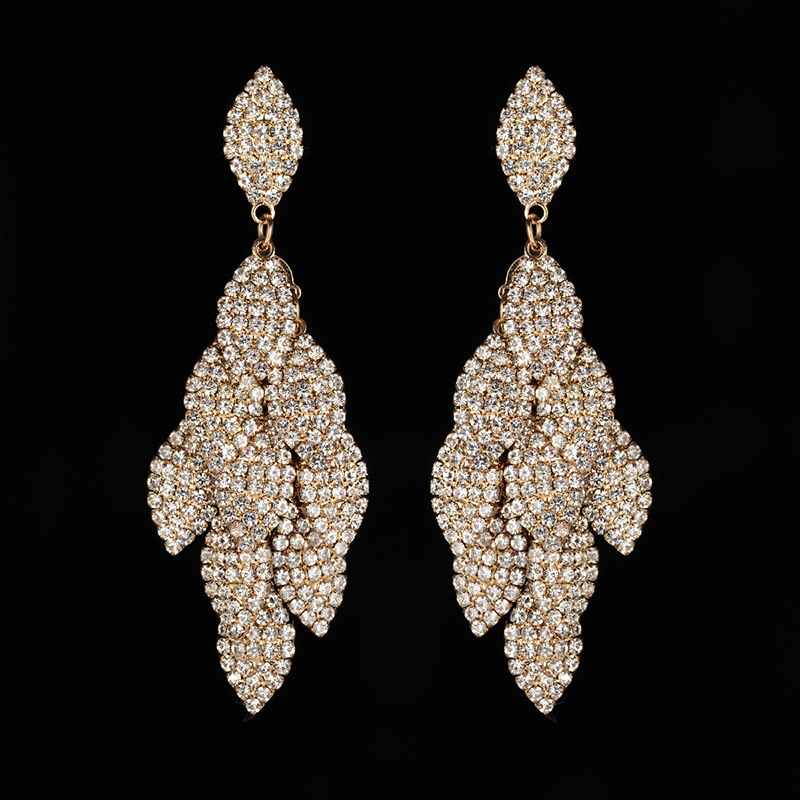 

Rhinestone Bride Earrings Red Eardrop Long Fund Stage Wedding Dress Full Dress Cheongsam Chinese Style Ancient Costume Accessories