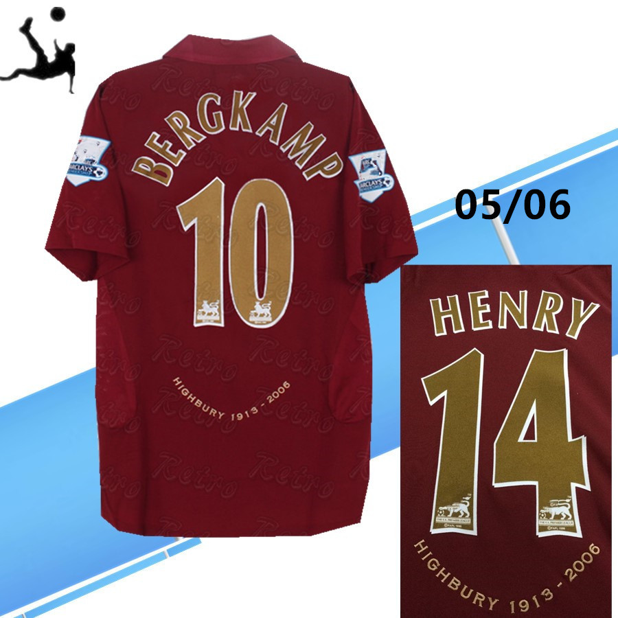 

Thai 2005 2006 HENRY 14 Retro soccer jerseys home BERGKAMP 10 PIRES REYES 9 05 06 classic retro football shirt maillot de foot