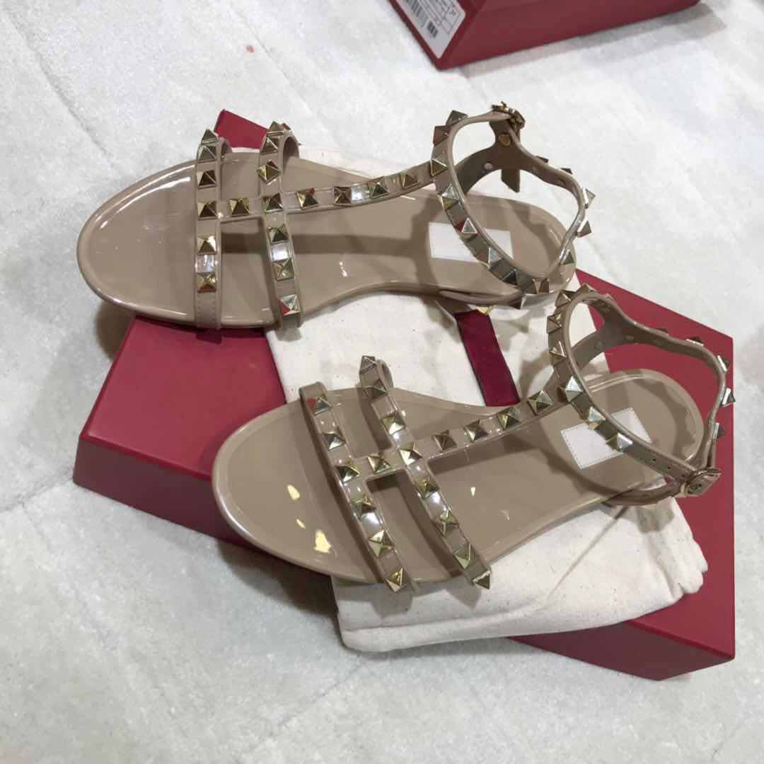 

Hot Sale-Fashion Luxury Woman Designer Sandals Rivets Big Bowknot Summer Beach Sandalias Femininas Sandale Flat Jelly Sandals Size 35-40, Black