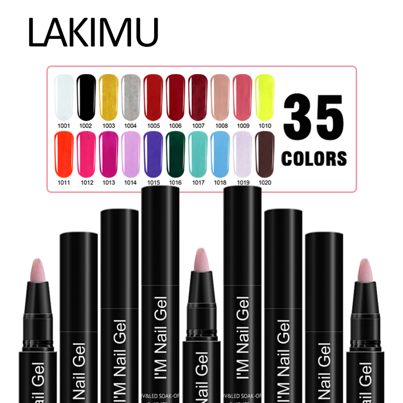 

LAKIMU One Step 3 In 1 Uv Led Semi Permanent Gel Nail Polish Pen Gel Varnishes Soak Off Nails Art for Manicure UV Polish Pen, Fs001