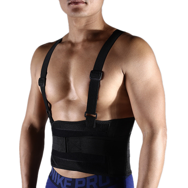 

Men Waist Support Belt Waist Protector Trainer Body Shaper Gym Weight Muscle Mens trimmer Workout belt Sports Safety, Black