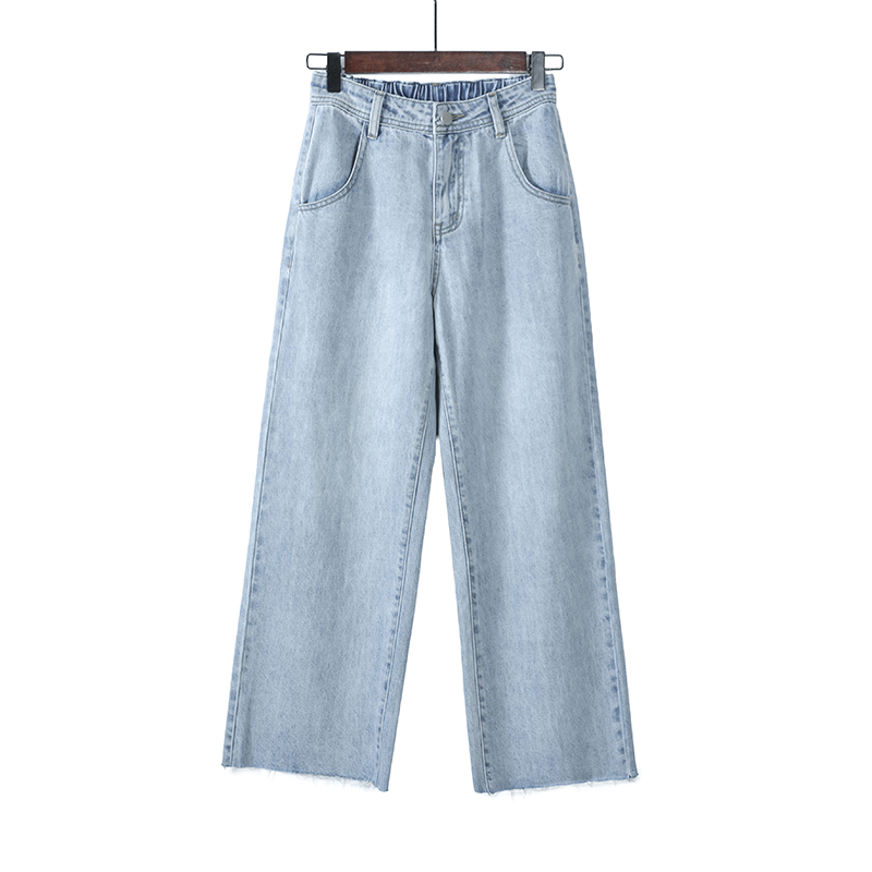 

High Street Ladies Jeans Buttons Loose Wide Leg Jean Women Summer Autumn Solid Color High Waist trend Stretch Casual fashion, Beige
