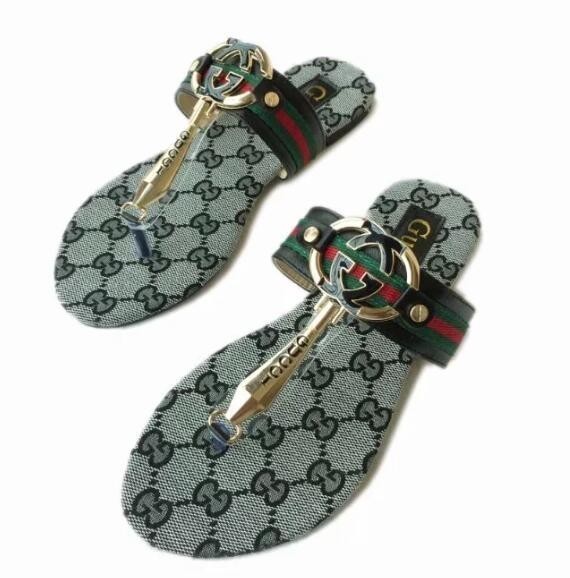 

Women Sandal Luxury Desinger Slippers Fashion Ladies Flip Flops Women Loafers Sandals Women's Leather Slippers Beach Flat Q-10, Blue;gray