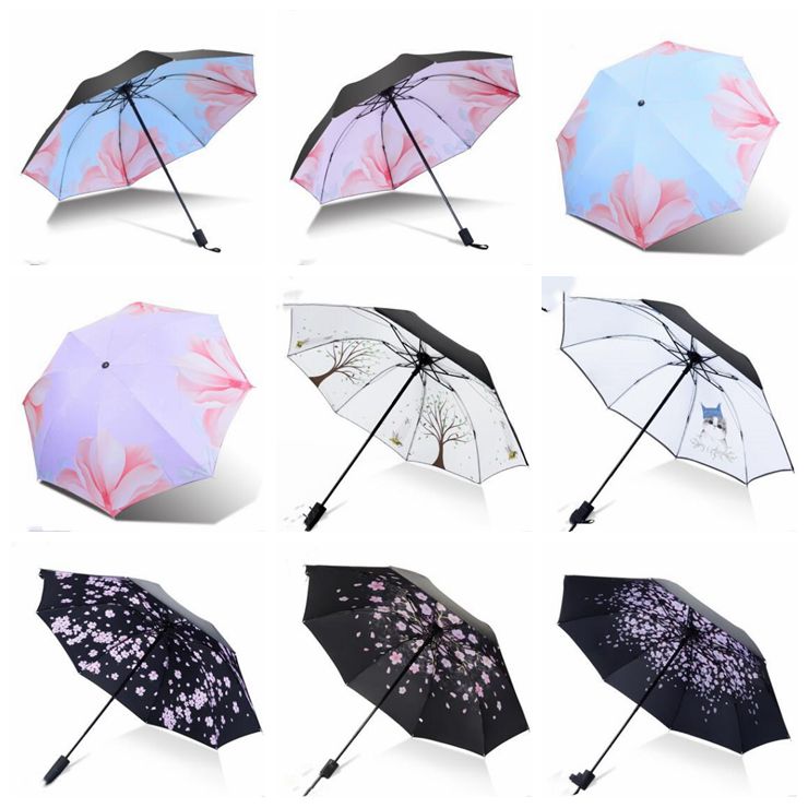 Canadian Maple Leafs Poster fashion print cute Windproof automatic tri-fold umbrella sun UV protection Sun umbrella