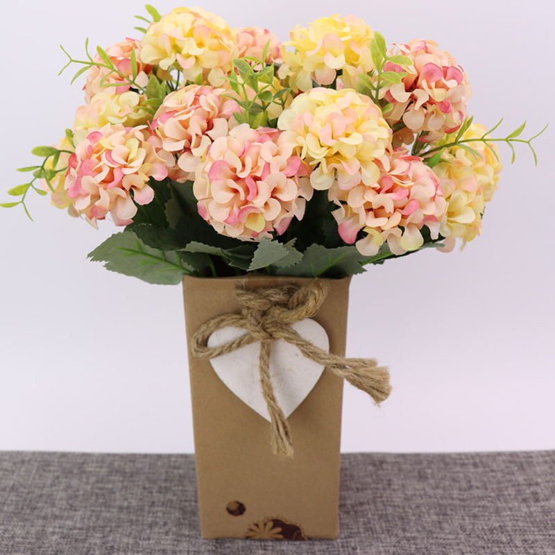 

Artificial Flower Hydrangea Bouquet 10 Heads Silk Flower Real Touch Fake for DIY Home Wedding Valentine's Day Decoration