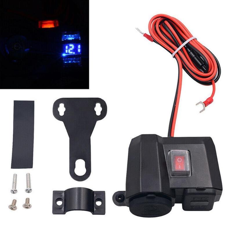 

Waterproof Dual USB Motorcycle Cigarette Lighter Socket Outlet Scooter ATV 12V Adapter Splitter Power Port LED Voltage Display