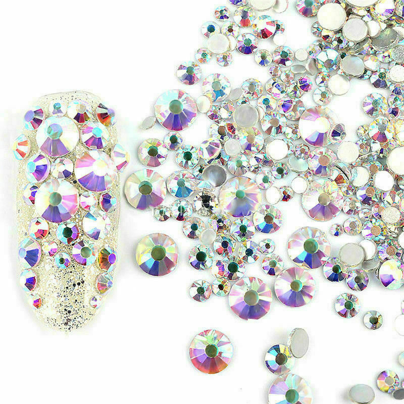 

1440Pcs Rhinestones Crystal AB Flat Back Resin Diamante Gems Crafts Nail Art
