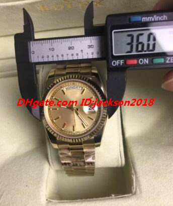 

Hot Sale 2 Style Luxury Wristwatch 118238 128238 Day 36mm Black Gold Dial 18k Gold Steel Bracelet Date Automatic Men Watch Free Shipping, Make waterproof
